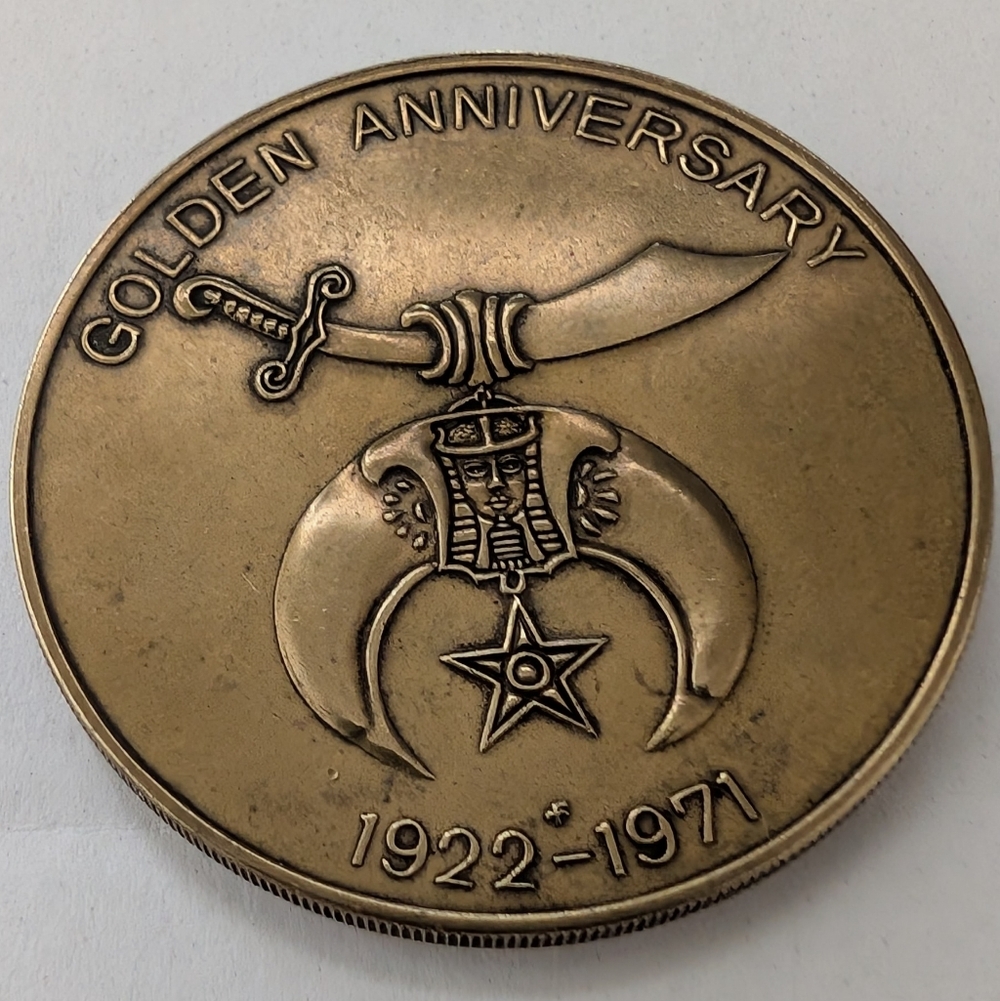 MAHI TEMPLE MIAMI, FL GOLDEN ANNIVERSARY 1922-1971 AAONMS SHRINER MASONIC TOKEN